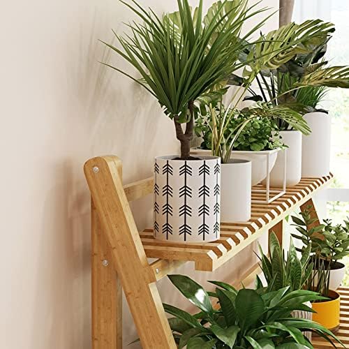Bamboo 3-Tier Plant Stand, Planter Shelves, Folding Display Shelving Plants Shelf Unit Holder,Bamboo Ladder Plant Stand,With Accessories, For Patio Garden Balcony,Bamboo Ladder Plant Stand Solid Wood - Image 5