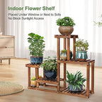 Pine Wood Plant Stand Indoor Outdoor Multi Layer Flower Shelf Rack - Image 4