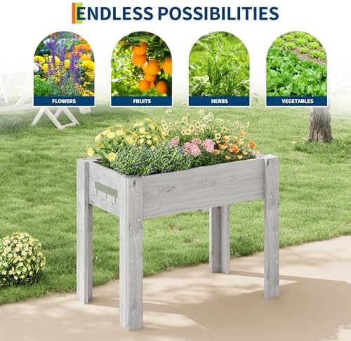 GarveeHome 34×30×18IN Elevated Raised Garden Bed, Ergonomic Fir Planter Box - Image 7