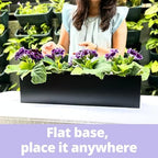LaLaGreen Wall Planters (36 Inch, 2 Pack) Carbon Steel Black Metal Hanging Flower Pot for Succulents, Wall Mount Rectangular Long Window Sill Box Balcony Fence Floating Garden Shelf for Outdoor Decor - Image 4