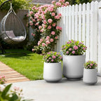 Kante Set of 3 White Concrete Curved Planters 16.5" 13" 9.4" Dia - Image 5