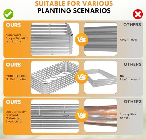 NEWBULIG Galvanized Raised Garden Bed Outdoor, 8x4x2ft Planter Box - Image 5