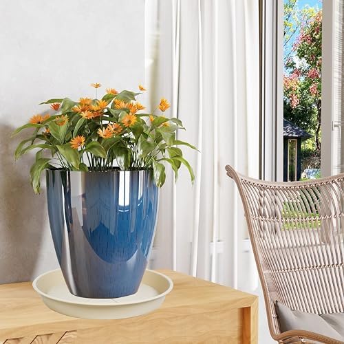 OVZILKI 2 Pack of Plant Saucer Tray 19 inch, Heavy Duty Plastic Pot Plant Drip Trays Saucers for for Indoors Outdoor, Plant Water Tray for Planters 16-19" (19", Beige) - Image 6