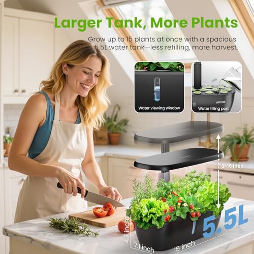 litokam Hydroponics Growing System Kit, 15 Pods Indoor Herb Garden with Smart APP & Quiet Pump, 24W LED Light, Auto Timer, Indoor Garden for Herbs, Vegetables & Flowers, Ideal Gift for Plant Lovers - Image 6