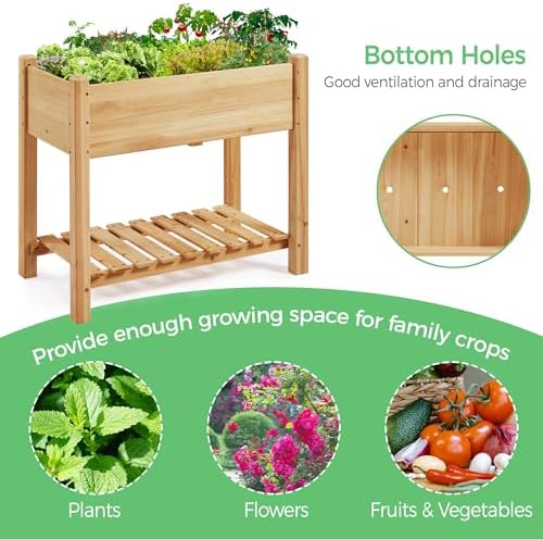 Yaheetech 34" Raised Garden Bed with Legs, Wooden Planter Box, 2Pcs - Image 6