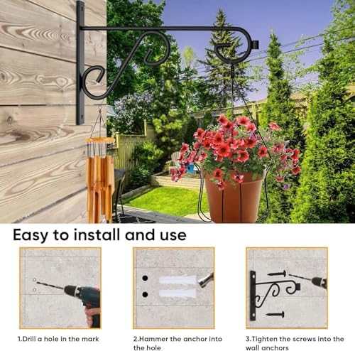 Plant Hanger Bracket Bulk 16Pack Black 12In Metal Wall Hook Indoor Outdoor - Image 4