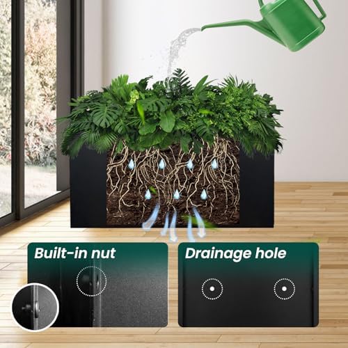 Black Planter Box 36" L x 12" W x 16" H, Rectangular Metal Planter - Image 4