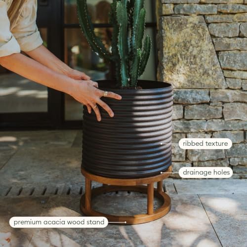 Veradek Mod Series Short Raised Planter - Round Outdoor Planter with Stand - Image 4