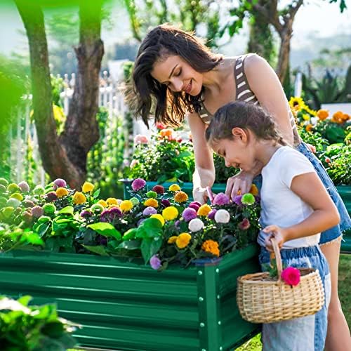 Land Guard Galvanized Large Metal Raised Garden Bed with Legs for Vegetables (Green) - Image 6