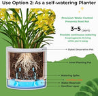 GreenShip Planter Set of 2 (13.8" & 11.8") – Cylinder Planters with Drainage Hole and Planter Saucer, Jun Porcelain Clay & Recycled Resin, Decorate Home,Office & Outdoor,White pots - Image 6