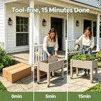 Elevated Raised Garden Bed with Wheels，74" Planter Outdoor Plants,Brown - Image 4