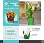 Santino 8.6 Inch ARTE Self Watering Planters (Set of 3) in Green-Gold/White Indoor Flower Pot for All House Plants, Flowers and Orchids - Image 3
