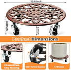 2 Pack Cast Iron Plant Caddy with Wheels Heavy Duty 14 Inch Plant Rollers - Image 5