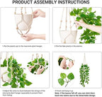 Mkono Fake Hanging Plant with Pot, Artificial Plants for Home Decor Indoor Macrame Plant Hanger with Fake Vines Greenery for Bedroom Bathroom Kitchen Office Decor - Image 3