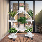 unho Metal Plant Stand 6-Potted: Flower Pot Holder with Wheels - Image 3