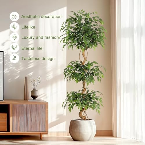 Artificial Plants Indoor,6FT Tall Faux Olive Tree with Includes Black Tall Planter,Indoor Artificial Plant for Home Office Living Room Decor. - Image 7