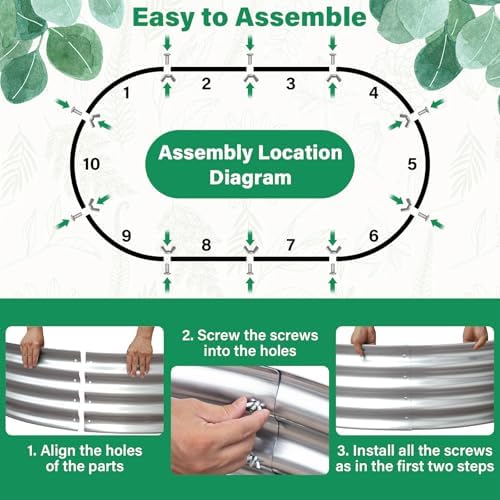 TATAANTY Galvanized Raised Garden Bed for Outdoor: 4X2X1ft Durable Metal Vegetable Plant Container Kit - Oval Planter Box for Gardening Flower Trough - Image 6