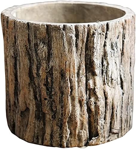 Faux Stakes Planter Sculpture Concrete Planter Tree Root Stump Flower Pot Driftwood Log Post Planter - Indoor Outdoor Cactus Succulent Snake Bamboo Plant Decorative Garden Windowsill - Image 7