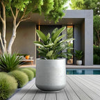 Kante Round Concrete Planter, 16.5-Inch Dia Barrel-Style Garden Pots with Drainage Hole for Home, Patio and Garden, Flower and Tree Planter (13.8" Opening), Gray - Image 5