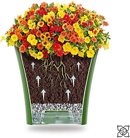 Santino 8.6 Inch ARTE Self Watering Planters (Set of 3) in Green-Gold/White Indoor Flower Pot for All House Plants, Flowers and Orchids - Image 4