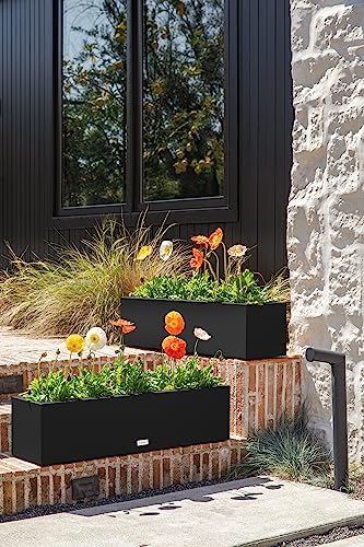 Veradek Block Series Trough Planter - Rectangular Outdoor Window Box - Image 4