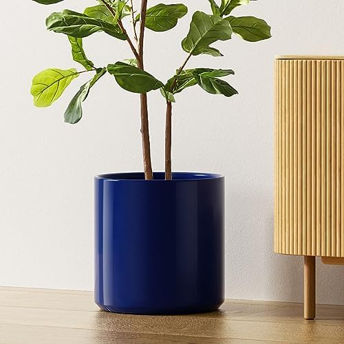LE TAUCI 12 Inch Pot for Plants, Ceramic Indoor Planter, Midnight Blue by LETAUCI