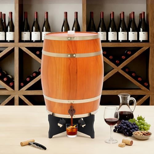Wine Barrel, 7.93 Gal Wooden Whiskey Barrel with Stand & Spigot – Premium Pine Wood Liquor Dispenser for Home Brewing, Aging, Decor, Bourbon Barrel Style (Beige, 30L) - Image 3