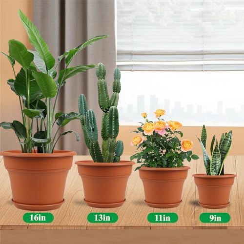 Pottiffe Plant-Pots-Planters-Indoor-Outdoor, 13 inch 4 Pack Terracotta - Image 2