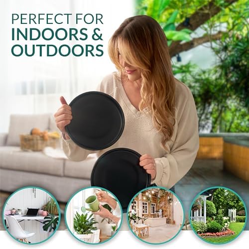 Willowy Heavy Duty Ceramic with Silicone Feet for Added Surface Protection - Scratch-Resistant Plant Drip Trays (Pack of 2) - Plant Plate for Pots 8.3" at the Base or Less, Saucer for Potted Plants - Image 2