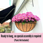 LaLaGreen Large Hanging Baskets (18 in, 4 Pack) Black Metal Coco Liner Pots - Image 6