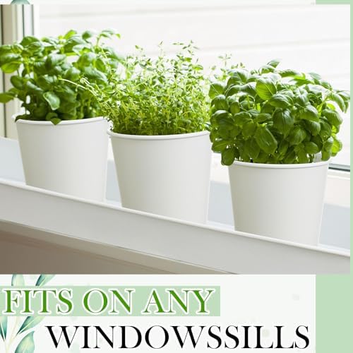 FoldTier 2 Sets Indoor Herb Garden Planter Kit with 10 Metal Pots, White - Image 6