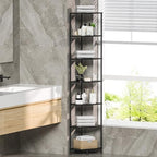 7 Tier Corner Book Shelf, 64.7", Marble Black - Image 2
