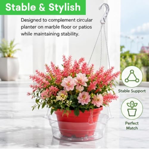 Hanging Basket Water Catcher, Hanging Basket Drip Pan with Hooks, Plastic Clear Hanging Basket Tray for Watering, Plastic Plant Saucer for Indoor Outdoor Hanging Plants Baskets (30PCS, 10in) - Image 4