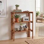Giantex Foldable Plant Shelf, 3-Tier Solid Wood Indoor Outdoor Flower Pot Display Rack, Corner Storage Bookshelf, Freestanding Tiered Plant Stand for Garden Patio Balcony, No Assembly - Image 7