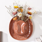 Hanging Wall Planters for Indoor Plants, Wall Vases for Flowers, Ceramic Cowboy Hat Vases for Decor, for Bathroom, Living Room, Office, and Home Decor. Brown Medium by KGCCIZI