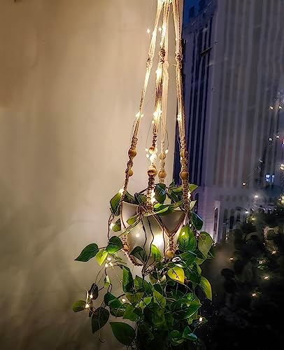 Comtelek 2 Packs Fake Hanging Plant with Pots for Home Decor Artificial Hanging Basket Plants Macrame Plant Hanger with Faux Vines Greenery for Bedroom Bathroom Room Wall Boho Decor Indoor Outdoor - Image 5