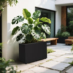 Planter Box Rectangular Block - 24×16×12IN Galvanized Steel Metal Long Box Planter Easy Installation Modern Outdoor Tall Planters All-Weather Use with Drainage Holes for Patio/Porch(Black) - Image 2