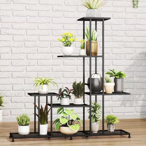 Twhep Heavy Duty Metal Plant Stand, 5 Tiers Multifunctional Plant Stand for Indoor Outdoor, for Tall Large Rack for Living Room Garden Balcony, Black - Image 4