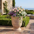 Merax 21.26" H MGO Flower Urn Planter with Drainage, Beige by Merax