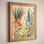 Framed Canvas Wall Art Bohemian Gouache Desert Wildflowers Coral and Green Botanical Canvas Print Poster Gold Frame Wall Decor for Living Room Boho Home Decor, Floral Print - Inch 24x36 - Image 5