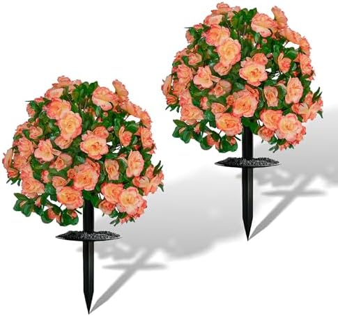 Artificial Bushes for Outdoors,Fake Topiary Tree Outdoor Set of 2 Tangerine by Unknown