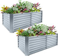 Land Guard 2 Pack 8×4×2ft Galvanized Raised Garden Bed Kit, Galvanized Planter Raised Garden Boxes Outdoor, Large Metal Raised Garden Beds for Vegetables (Modern Grey) by LandGuard