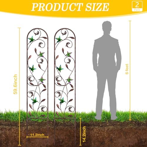 aboxoo 2-Pack Hummingbird Metal Garden Trellis for Climbing Plants - Image 4