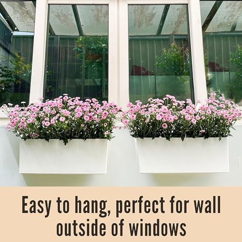 LaLaGreen Wall Hanging Planter Outdoor (4 Pack, 20 Inch) White Window Boxes - Image 6