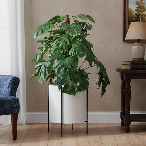 D'vine Dev Plastic Planter Pot with Metal Stand, White, 16 in, 55-D-A-5 - Image 7