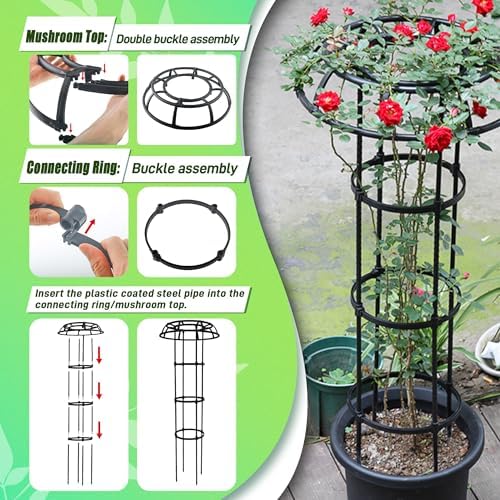Quibbay 53 Inch Mushroom Top Garden Trellis for Climbing Plants,2 Pack - Image 5