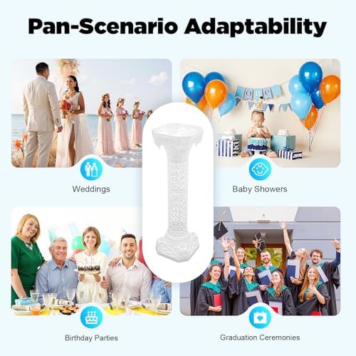 Roman Columns Wedding Column Stand Roman Pillar Plant Stand Plastic Greek Statue Pedestal Flower Pot Holder Decor, Elegant Decorative Column for Wedding Event Party - Image 6