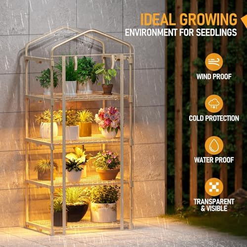 SPECILITE 4 Tiers Adjustable Indoor Mini Greenhouse with Grow Lights - Image 2