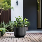 Kante Accent Round Pedestal Black Concrete Planter 14" Dia, Outdoor - Image 4