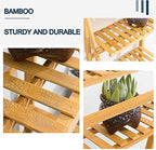 3-Tier Foldable Plant Stand,Bamboo Ladder Flower Pots Holder with Rear Bar,Plant Storage Display Shelf Rack for Indoor & Outdoor Garden Balcony Living Room (Color : A) - Image 4